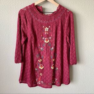 Umgee Floral Lace Embroidered Top G5